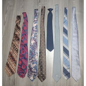 Men’s Tie Bundle (8pc) – Vintage & Modern Mixed Brands – Patterned Neckties